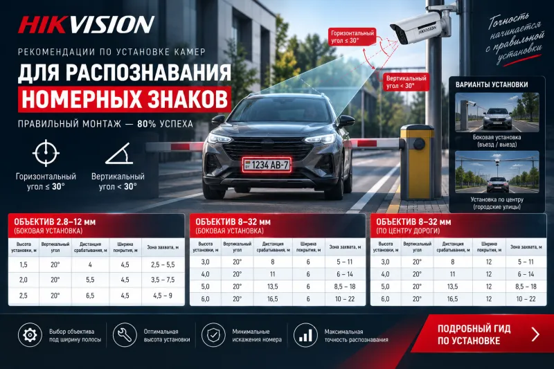 Рекомендации по установке камер для распознавания номерных знаков (ANPR)