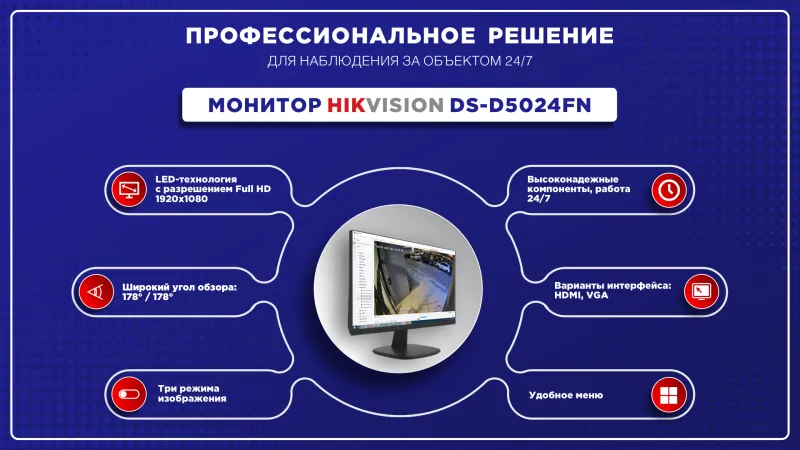 Профессиональное решение для наблюдения за объектом 24/7 – DS-D5024FN