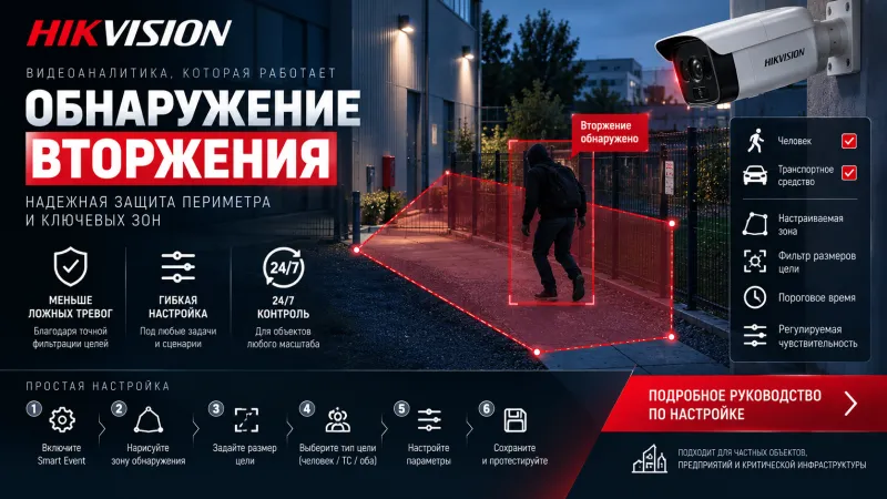 Настройка обнаружения вторжения (Intrusion Detection) на камерах Hikvision