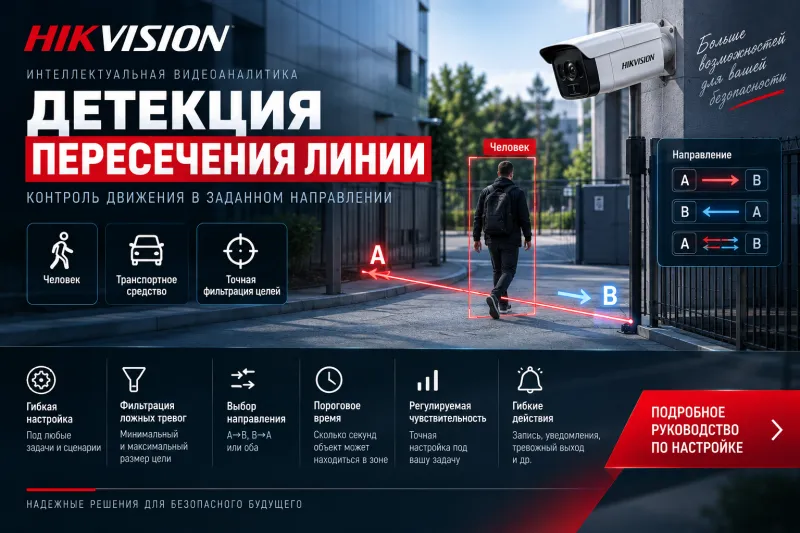 Настройка детекции пересечения линии (Line Crossing Detection) на камерах Hikvision