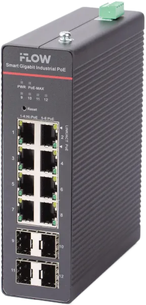 Управляемый промышленный PoE-коммутатор iFLOW F-SW-IM612HPOE-PM-8G4GO