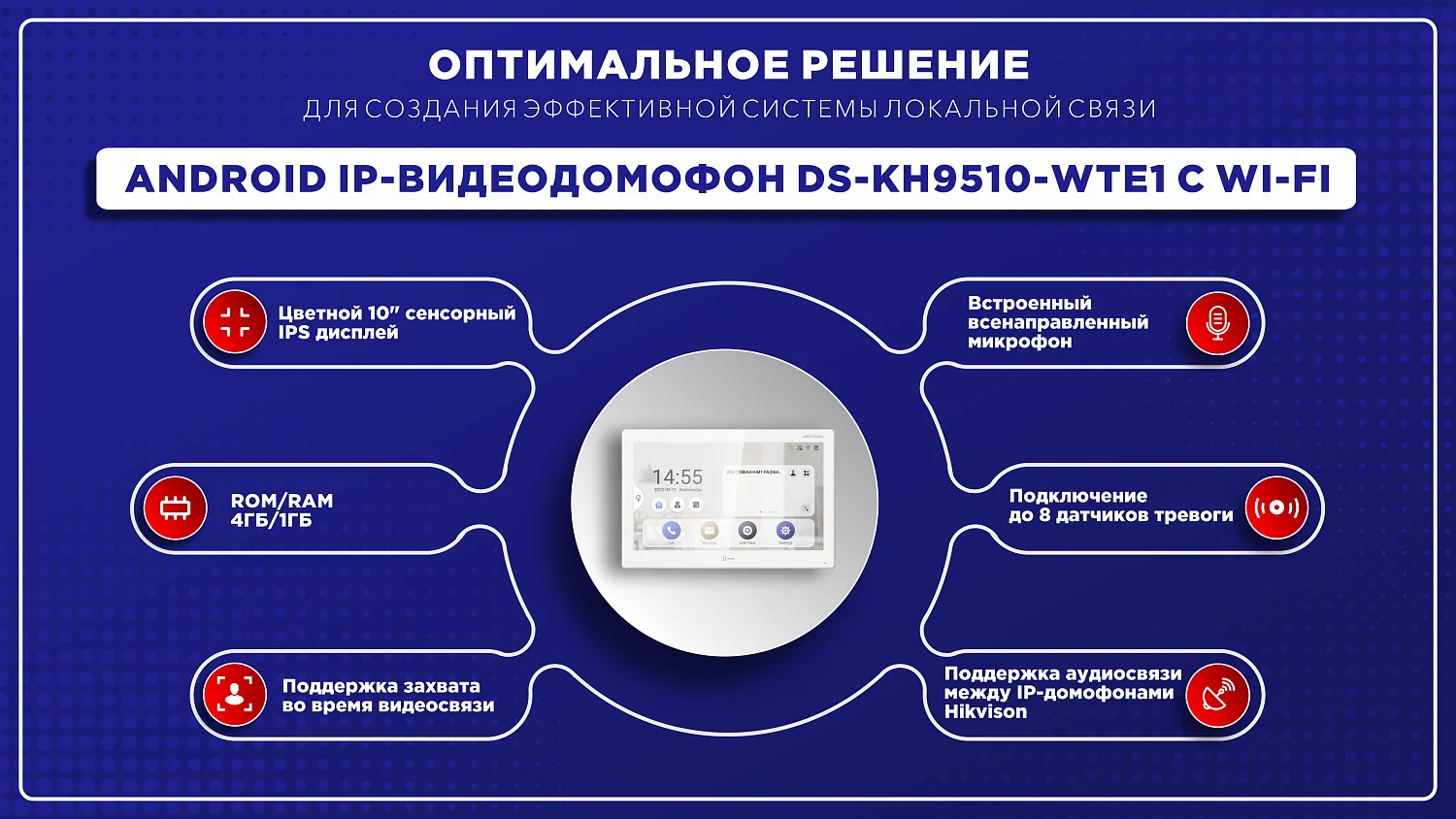 Видеодомофон DS-KH9510-WTE1