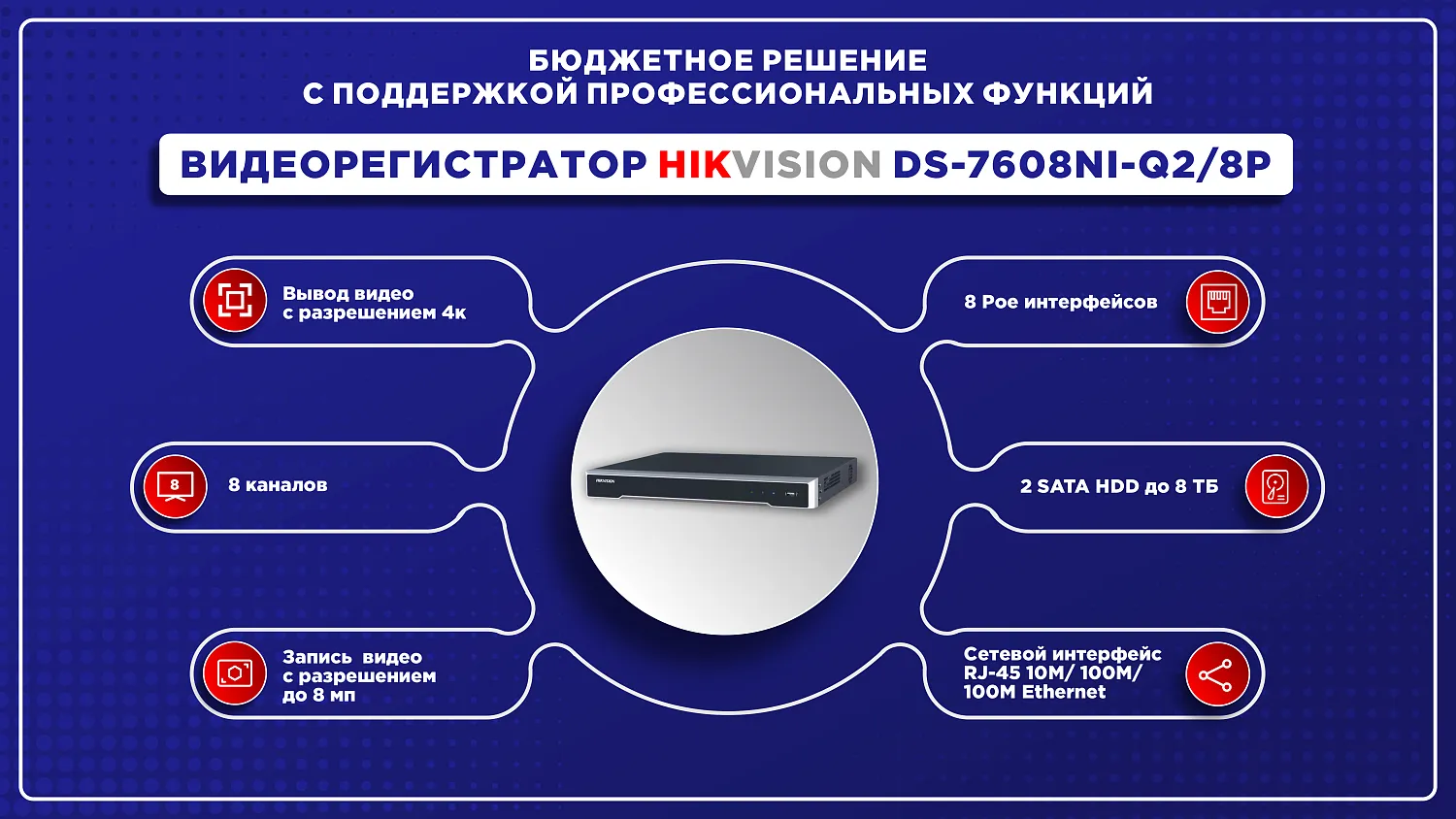 Цифровой видеорегистратор DS-7608NI-Q2/8P