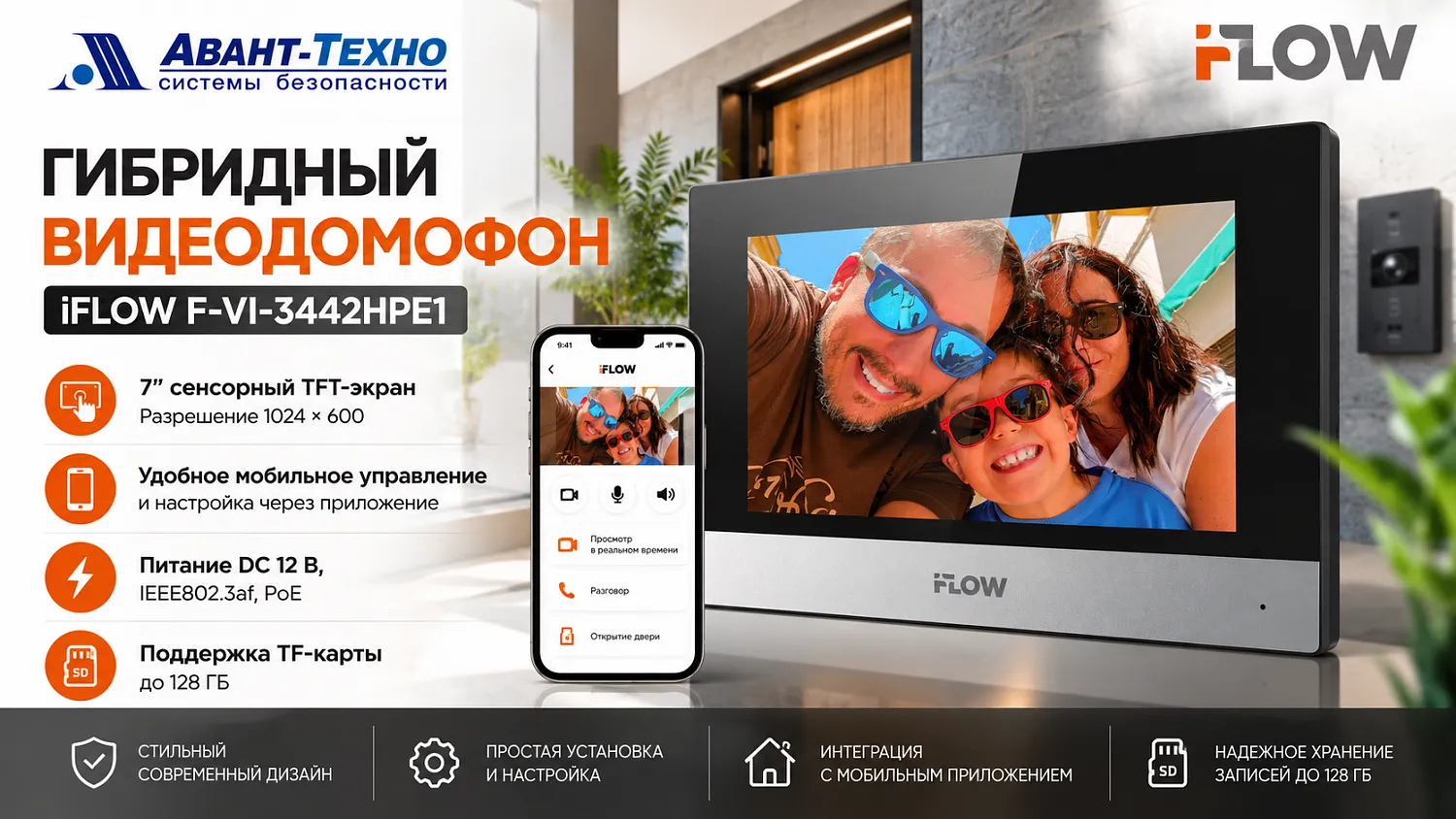 Видеодомофон iFLOW F-VI-3442HPE1