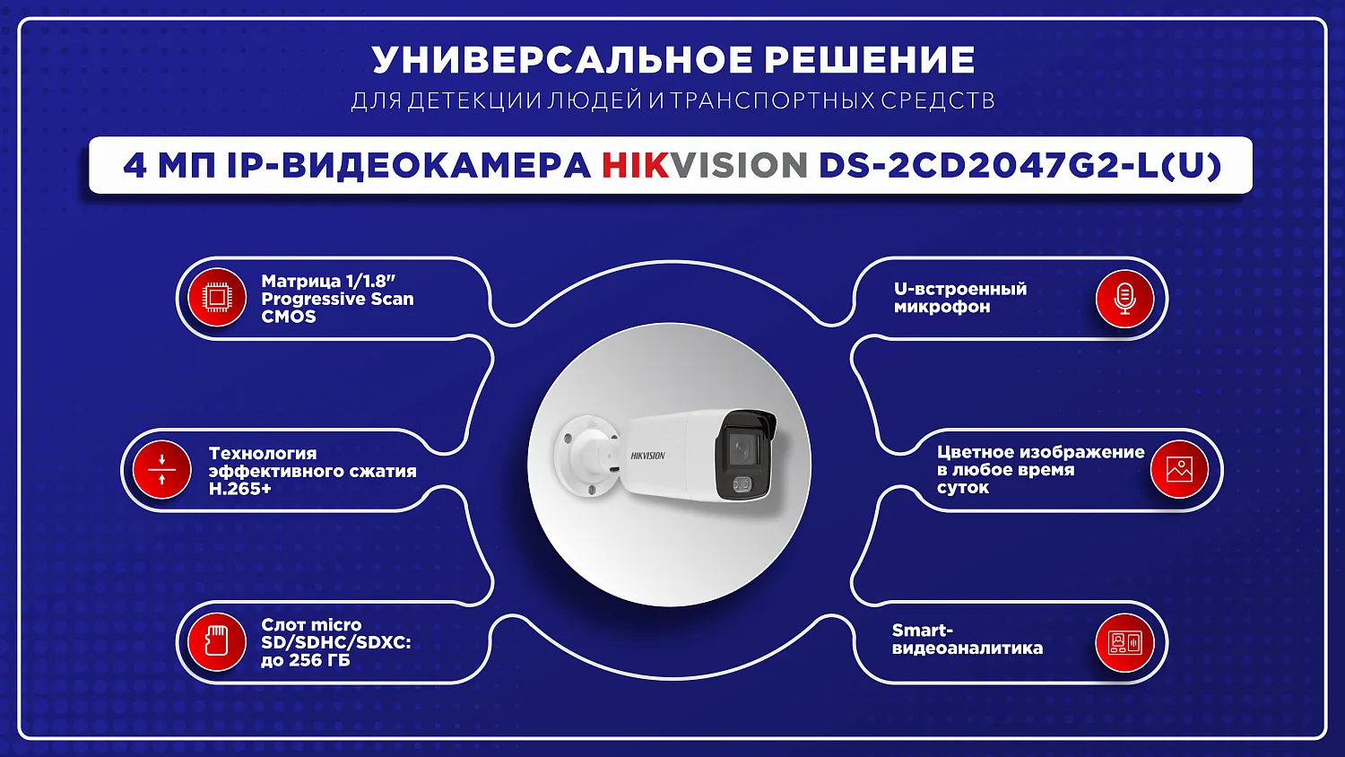 Видеокамера DS-2CD2047G2-LU (C) 6mm
