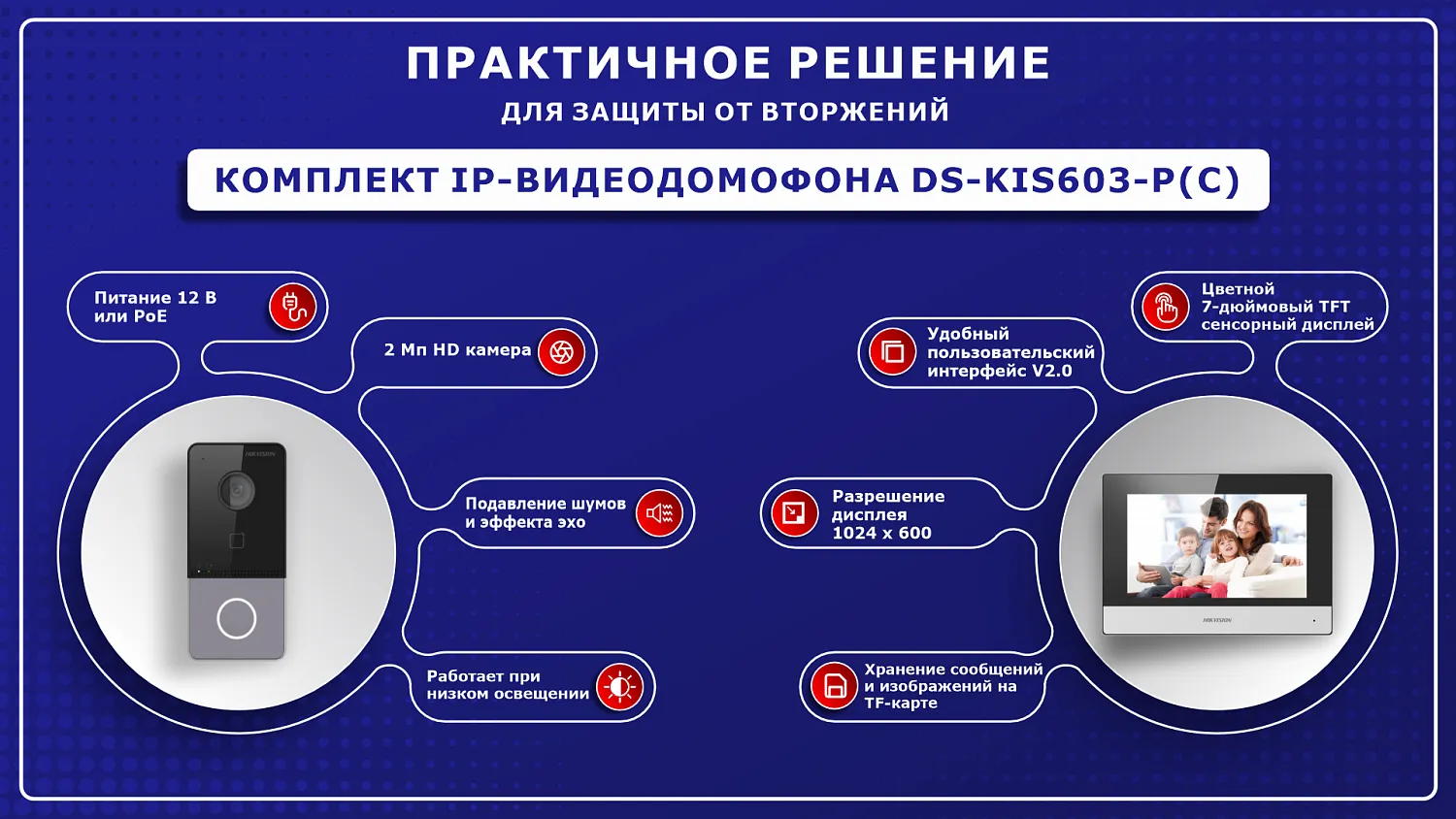 Комплект видеодомофона DS-KIS603-P(C)