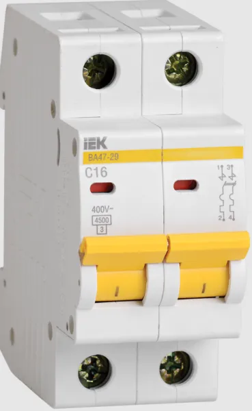 Выключатель автоматический ВА47-29 2Р 2А 4,5кА х-ка С ИЭК / MVA20-2-002-C
