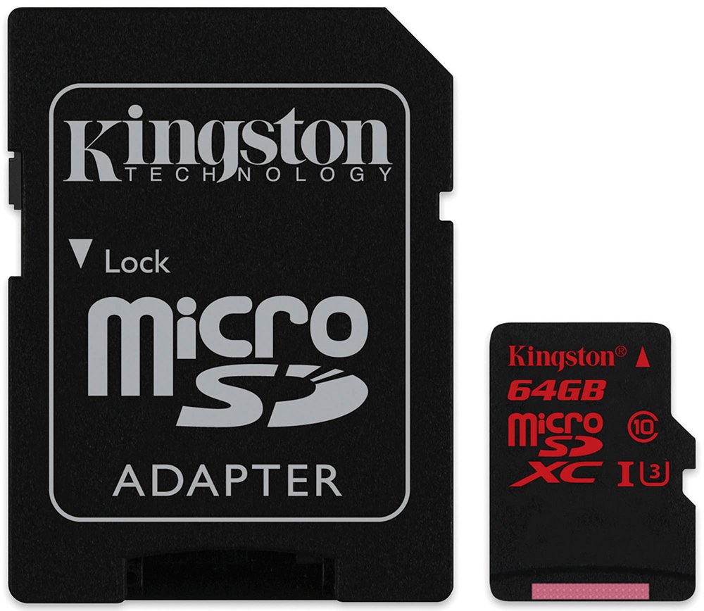 Карта памяти Kingston microSDXC UHS-1 U3 (Class 10) 64GB (SDCA3/64GB)