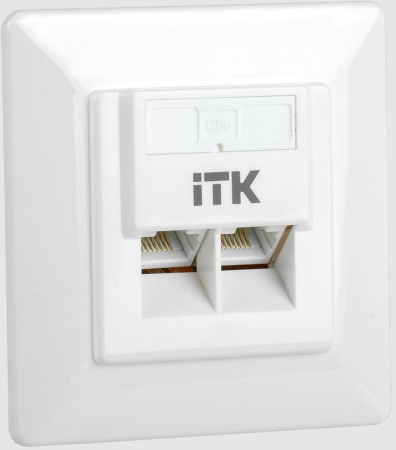ITK Внутренняя инф. розетка RJ45 кат. 5Е UTP 2 порта / CS2-1C5EU-2-1