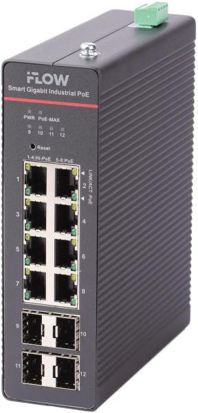 Управляемый промышленный PoE-коммутатор iFLOW F-SW-IM612HPOE-PM-8G4GO