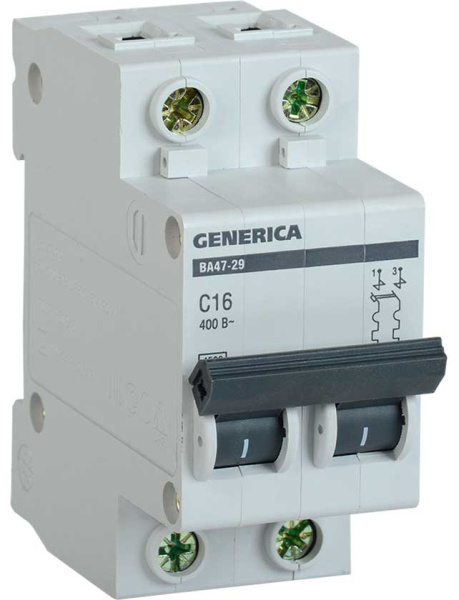 Выключатель автоматический ВА47-29 2Р 10А 4,5кА х-ка С GENERICA / MVA25-2-010-C