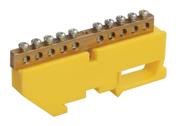 Шина PE "земля" на DIN-изоляторе ШНИ-6х9-10-Д-Ж IEK / YNN10-69-10D-K05