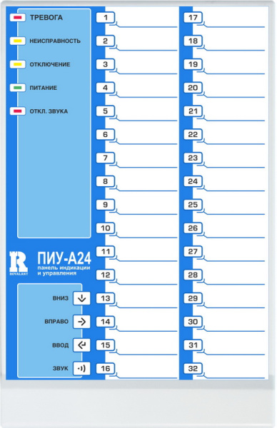 Панель индикации и управления базовая охранная ПИУ-А24Б(О)