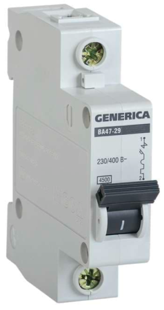Выключатель автоматический ВА47-29 1Р 6А 4,5кА х-ка С GENERICA / MVA25-1-006-C