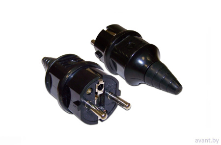 Вилка CEE 7/7 Schuko, 16A, 250V, прямая, разборная, черная LAN-CEE-7/7-180