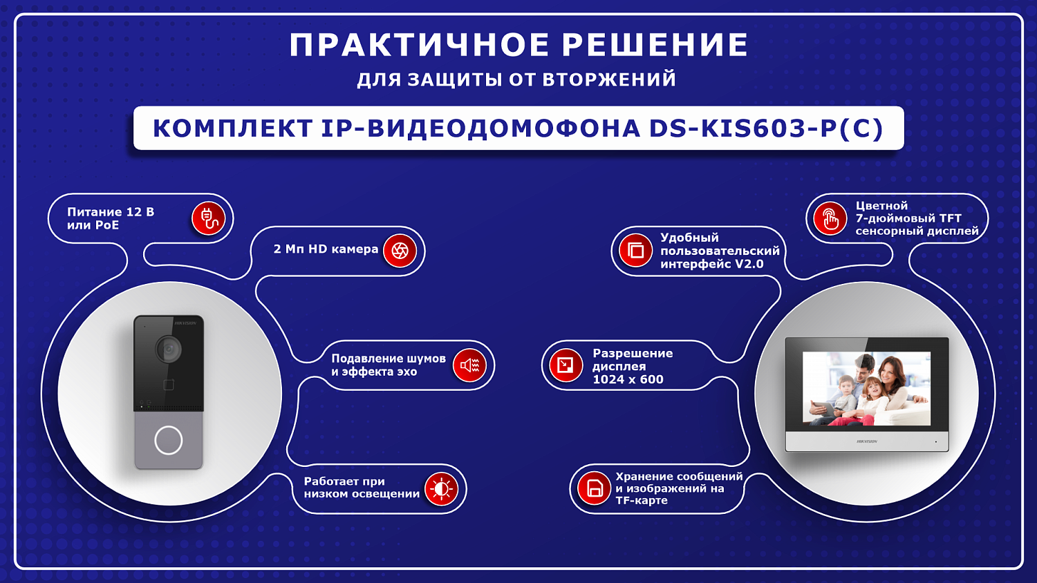 Комплект видеодомофона DS-KIS603-P(C)
