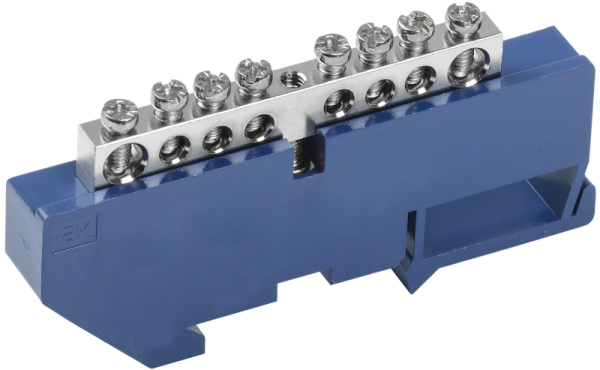 Шина N "ноль" на DIN-изоляторе с никелевым покрытием ШНИ-6х9-8-Д-С IEK / YNN10-08-D-K07-N