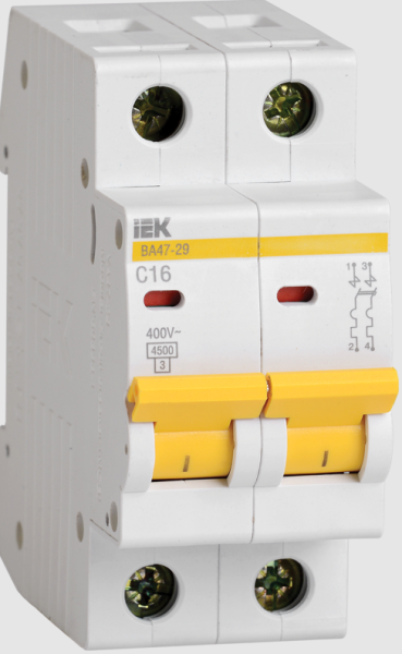 Выключатель автоматический ВА47-29 2Р 2А 4,5кА х-ка С ИЭК / MVA20-2-002-C