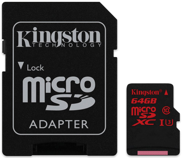 Карта памяти Kingston microSDXC UHS-1 U3 (Class 10) 64GB (SDCA3/64GB)